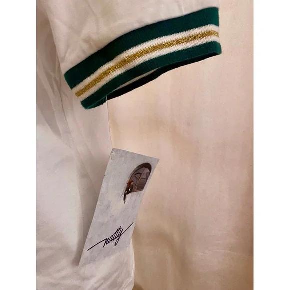 NWT Natty Golf white Polo Shirt sparkly embellished accents Women's Small - Picture 5 of 7